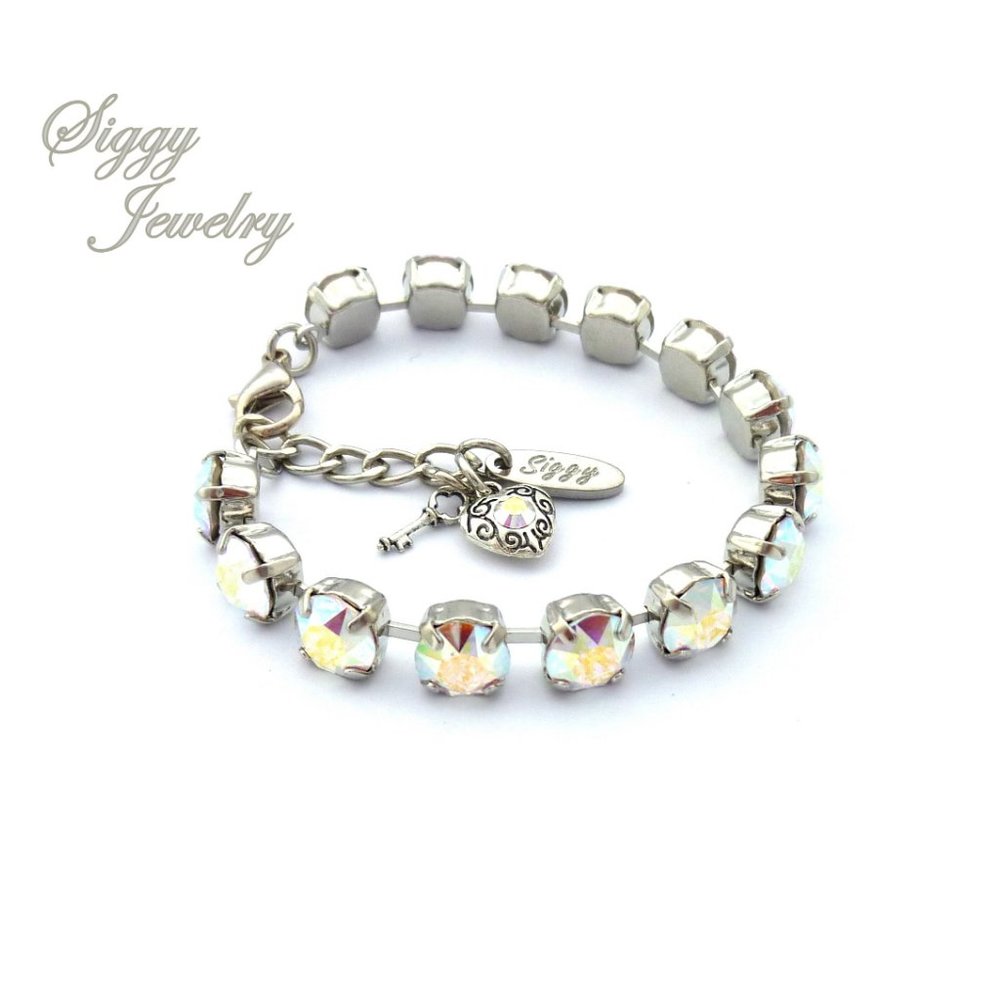 Swarovski Crystal AB Tennis Charm Bracelet - Picture 4 of 8